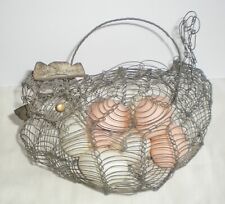 Vintage Primitive Wire Chicken Shaped Egg Basket perfect for Easter decor. 50s picture