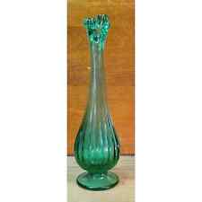 MCM Mini Green Swung Glass Bud Vase - 7.5