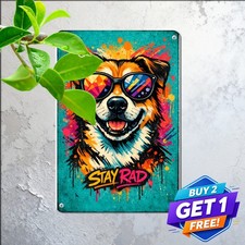 Cool Dog With Sunglasses Sign Metal Tin Sign Funny Pet Decor 8x12 picture