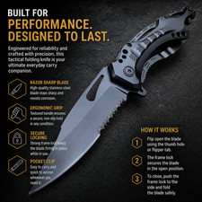 Spring Assisted Folding Knife Tac-Force Black EDC Pocket Clip Liner Lock picture
