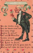 Tuck's Leatherette Valentine Series Old Man Offers Rose to Sweet Girl Postcard picture