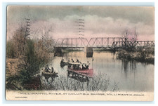 1907 Willimantic River at Columbia Bridge Willimantic CT Hand Colored picture