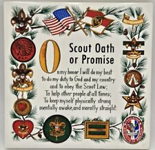Vintage BOY SCOUT OATH OR PROMISE TRIVET or Wall Plaque Ceramic Tile Screencraft picture