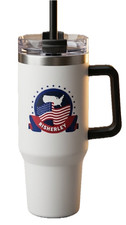RISHERLEY,TUMBLER WITH HANDLE AND STRAW,30 OZ ,WHITE,100 % LEAK PROOF picture