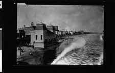 Vew of the Bathing Strand in Long Beach showing people playing on - Old Photo picture