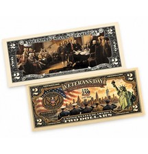 November 11 Veterans Day + 250th Anniversary Collectible $2 Bill | Yellow picture