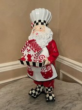 Rare MacKenzie-Childs Courtly Check Peppermint Chef Santa picture