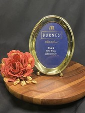 Vintage Burnes Of Boston “State Street” Solid Brass Oval Picture Frame 1980s-90s picture
