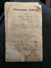 Original 1944 Canadian Forces Canada Brussels Map Soldier Issued Ex RARE WWII picture
