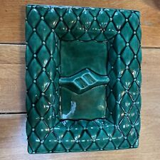 Vintage 1963 Turquoise Green Buttoned Cushion ashtray Signed On Bottom. 9.5x7.5 picture