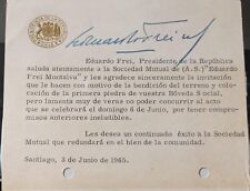 CHILE - Presidential Card signed by Former President EDUARDO FREI MONTALVA. 1965 picture