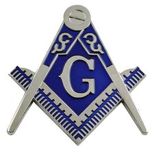 Chrome Silver Master Mason Auto Cut Out Car Emblem for Blue Lodge Freemasonry  picture