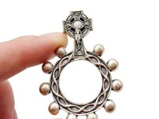 Celtic Knot Irish Cross Crown of Thorns One Decade Finger Rosary 1 7/8 Inch picture
