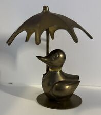Brass Duck With Umbrella Figure Paperweight - Made in India picture