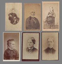 6 Antique 1800s Cabinet Card CDV Photos Men Women Child Victorian Portraits USA picture