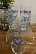 Set 3 Vtg Corelle BLUE HEARTS 5⅞