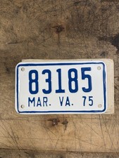 NOS 1975 Virginia Motorcycle License Plate picture