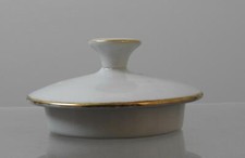 Vintage Porcelain White Teapot Cover ONLY Gold Gilt Trim About 3