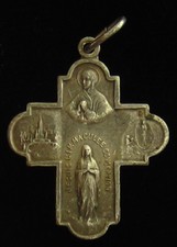 Vintage Cross Medal Catholic Mary Lourdes Centenaire St Bernadette Lightweight picture