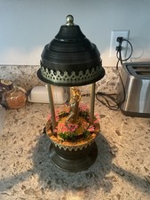 Vintage 1985 Electric Motion Oil Rain Lamp Goddess Figure Pink Flowers 18” picture