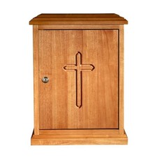 Tabernacle, Plain Cross Wood Tabernacle - Medium Oak Stain, 20'' H Church/Home picture