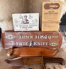 US Vietnam Era Vintage Western Large Bowie Knife w/ Original Box Papers & Sheath picture