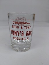 Vintage Tony's Bar Wooster OH Novelty Shot Glass Hog Men Ladies Collectible picture