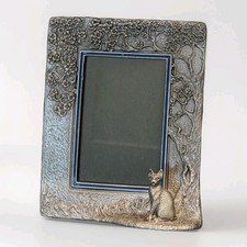 Vintage Rawcliffe Pewter Short Hair Cat Picture Frame 1990 Silver Tone 2”x3”  picture