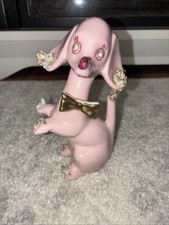 Vintage  1950s Thames Pink Dog Figurine Spaghetti Trim 5” picture