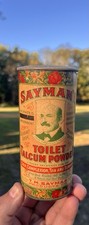 Antique Early 1900s Saymans Talcum Powder Bathroom Advertising Can picture
