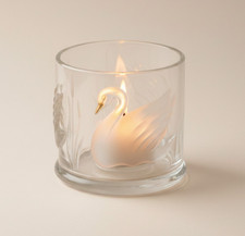 Gloria Vanderbilt Swan Candle Holder Teleflora Glass Signed 3.5