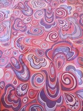 Vtg 70's Springs Full Fitted Sheet & Pillowcases Psychedelic Mod Pink Purple picture