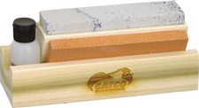 Gatco Arkansas Tri Hone Wooden Base Knife Sharpening Stone Kit 8T001 picture