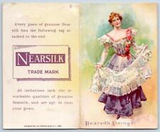 1898 NEARSILK LININGS PINK FABRIC SAMPLE FOLDER FREAR & CO TROY NY TRADE CARD picture