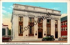 First National Bank Of Lansdale PA Pennsylvania PA w/ Old Cars U96 picture