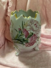 Vintage Pink With Florals Cracked Egg Vase with Handpainted Details picture