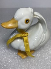 VINTAGE Duck HOMCO PORCELAIN duckling figurine #1414 No Chips White & Yellow EUC picture