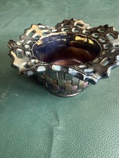 Amethyst Carnival Glass Openwork / Basketweave Bowl picture