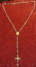 GORGEOUS VINTAGE  ROSARY - GLASS BEADS - STERLING CROSS picture