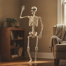 5.9ft/180cm Posable Halloween Skeleton, Life Size Skeleton Bones with Movable... picture