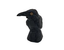 Black Onyx Hand Carved Raven Bird Crow Figurine Peru 1¾