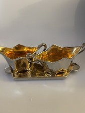 Vintage Hand Painted Gold Silver Sugar Creamer 1925 & 1936 picture