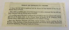 1959 Chicago Historical Document Illinois Vintage 50s Birth Registration picture
