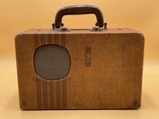 1930’s Delco R-1401 Portable Suitcase-Style Radio - Fabric covered Wooden Case picture
