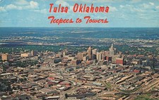 AERIAL VIEW OF CITY POSTCARD TULSA OK OKLAHOMA 1950s picture