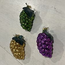 Christmas Ornament Blown Glass Grape Clusters Set Of 3 Dept 56 Glittery picture
