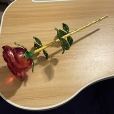 Monocrystalline Long Stemmed Rose With Green Leaves picture