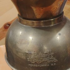 Pennsylvania Railroad PRR Metal Lantern Base w/ Steam Locomotive Engraving picture