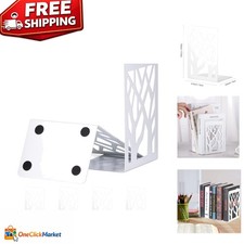 Elegant Metal Bookends Set of 3 Pairs – Heavy-Duty Book Supports in White picture