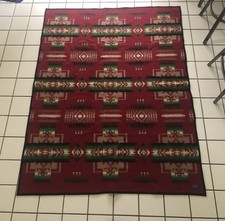 Vintage Pendleton Chief Joseph Blanket Beaver State Red Aztec Pattern Wool 80x62 picture